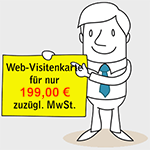 Web-Visitenkarte zum Festpreis von 99,00 € zuzügl. 19% MwSt. – Ihr Start in die Onlinewelt