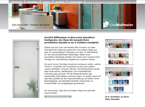 Webdesign Referenz: glastuerportal.de Webdesign Referenz: glastuerportal.de