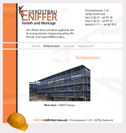 Webdesign Referenz 2: eniffer-geruestbau.de Webdesign Referenz 2: eniffer-geruestbau.de